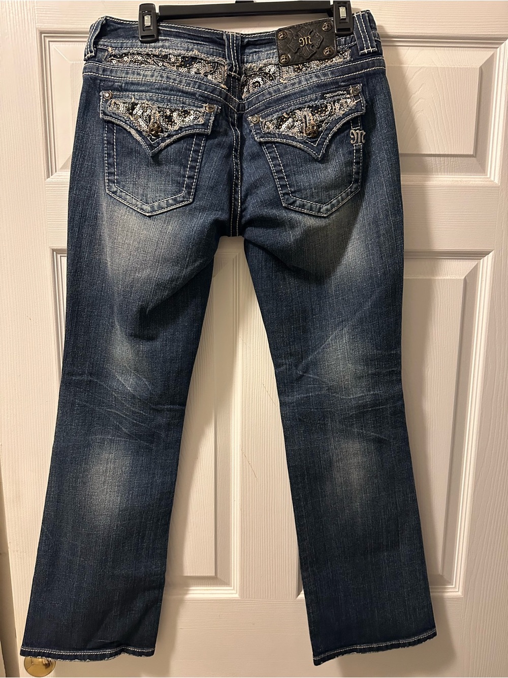 Women’s Miss Me Embellished Dark Blue Easy Boot Cut Denim Jeans - Size 28
